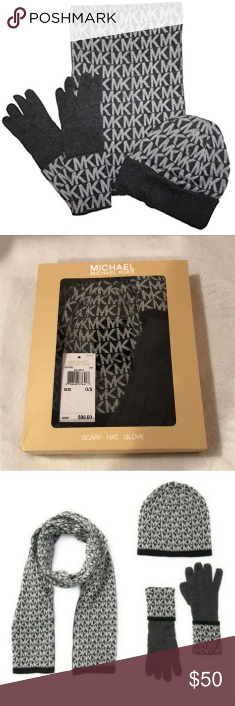 michael kors mens cashmere scarf|Michael Kors hat and gloves.